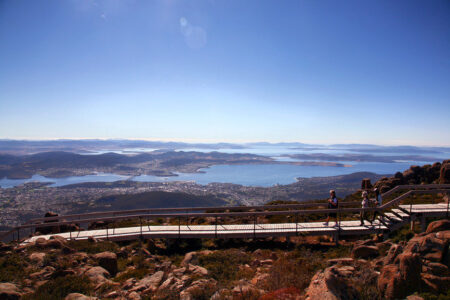 View over Hobart city from Mt Wellington, Tasmania View over Hobart city from Mt Wellington, Tasmania, Australia