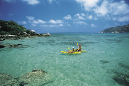 Kayaking on Lizard Island, Great Barrier Reef Kayaking on Lizard Island, Great Barrier Reef, QLD Australia