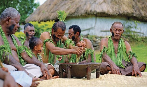 Fijian men preparing Kava, Navala Village, Nadi region Fijian men preparing Kava, Navala Village, Nadi region