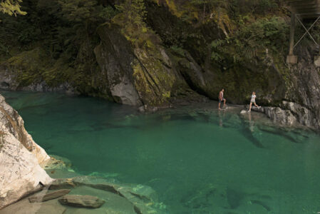 near Haast Pass between Wanaka and the West Coast, South Island Blue Pools