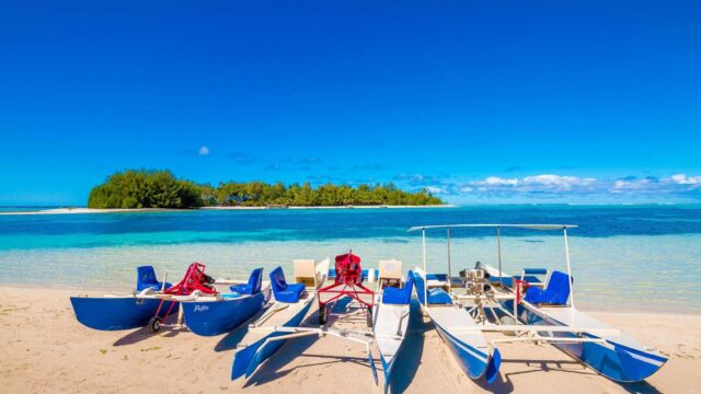 Beach with Kayaks Muri Beach Club Rarotonga Beach with Kayaks Muri Beach Club Rarotonga Cook Islands