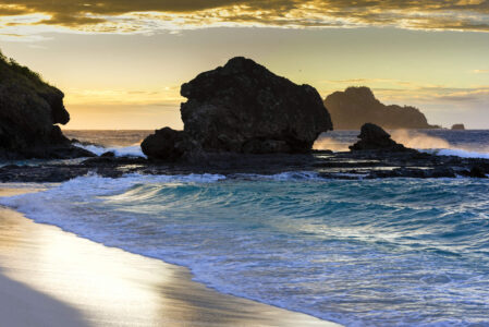 North Beach Rock at Sunset, Matamanoa Island Resort North Beach Rock at Sunset, Matamanoa Island Resort