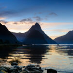 Fiordland, South Island Milford Sound sunset