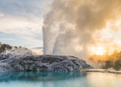 Rotorua, North Island Te Puia geyser